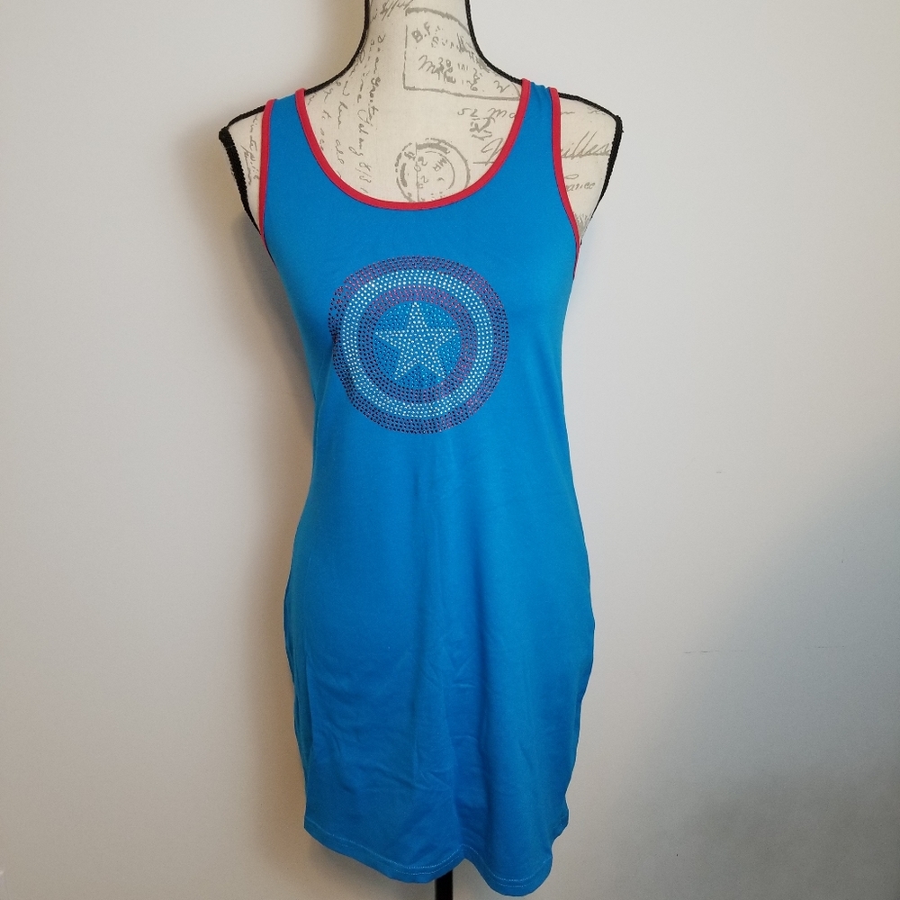 Captain America Rhinestone Tank Dress Costume